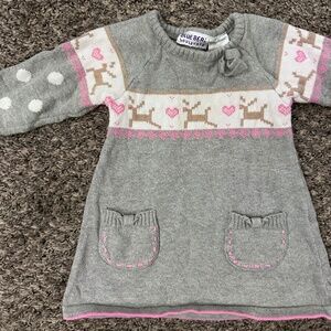 Knit penguin dress, sweater dress, girls sweater dress, holiday sweater dress